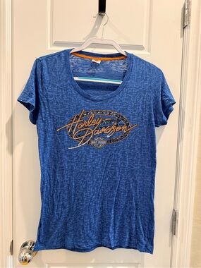 Harley-Davidson Blue Script Logo Short Sleeve Tee